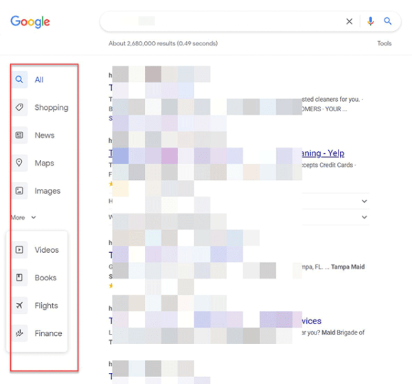 Google тестирует слева от выдачи панель для уточнения параметров поиска
