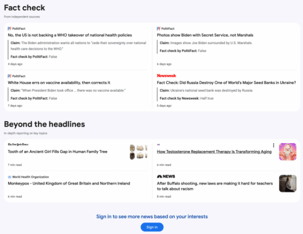 Google тестирует новый дизайн Google News