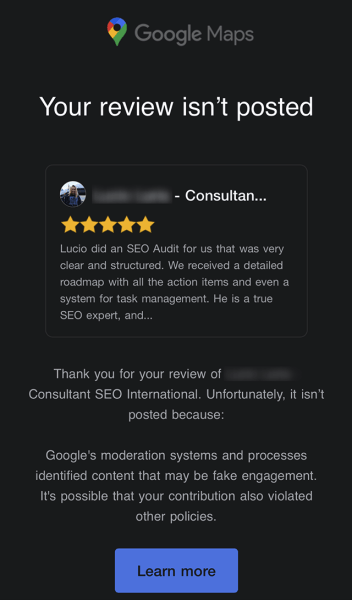 
            Google Карты начали уведомлять авторов неопубликованных отзывов о причинах их отклонения
        