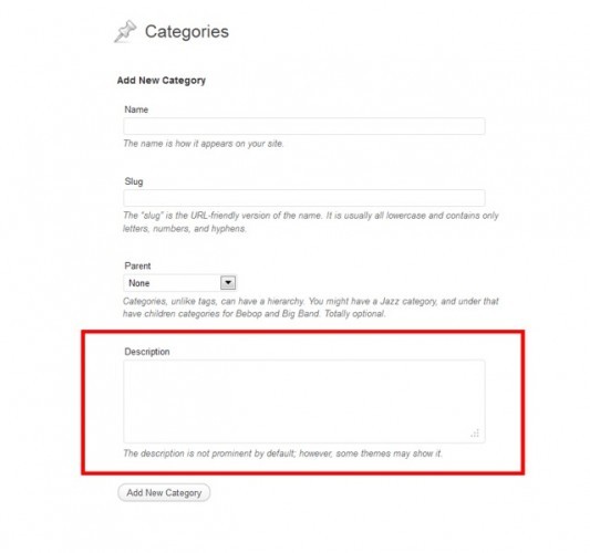 Как вывести описание к рубрикам в вашей теме WordPress