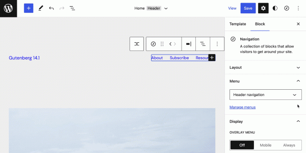 Вышел Gutenberg 14.1 с улучшенными блоком Navigation и экспериментальной опцией отдаления камеры (Zoomed-Out View)
