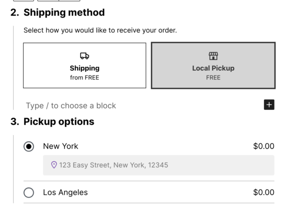 В WooCommerce Blocks 9.4.0 появилась блочная опция самовывоза товаров