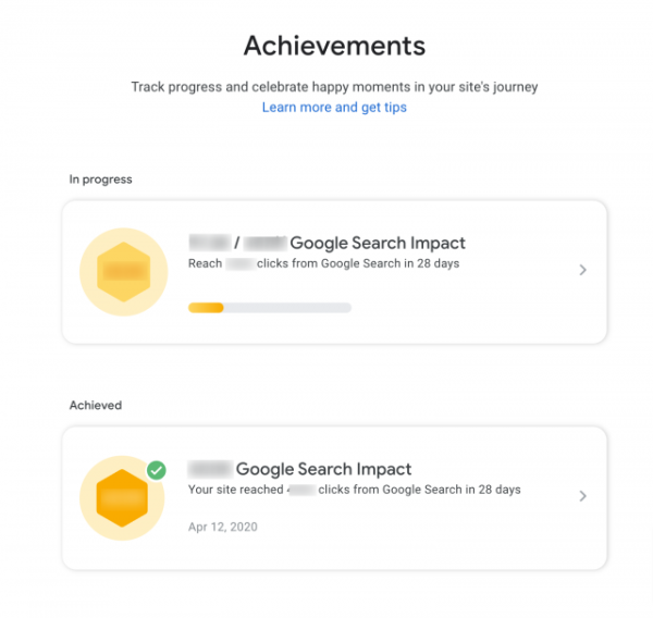 В Google Search Console Insights появился новый раздел «Достижения»