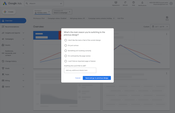 
            Google Ads обновляет дизайн рекламного кабинета
        
