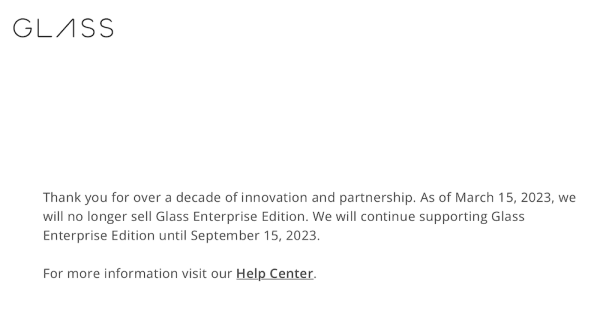Google прекратил продажу очков дополненной реальности Glass Enterprise Edition
Google прекратил продажу очков дополненной реальности Glass Enterprise Edition