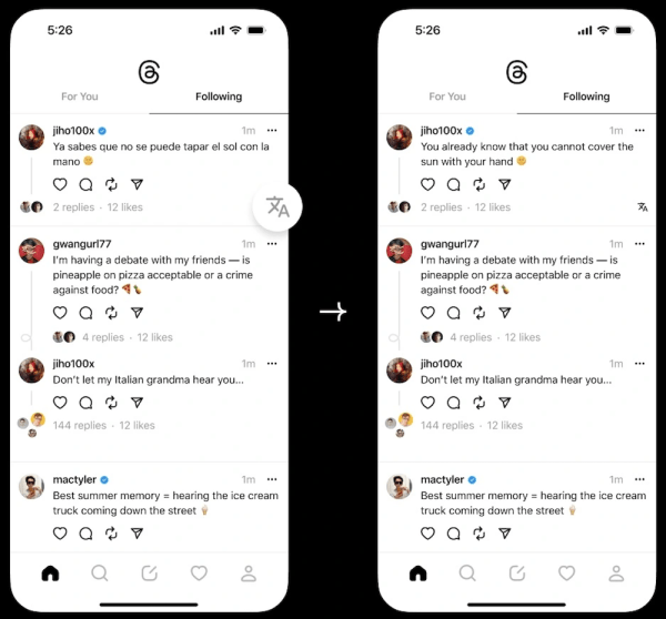 В Threads появилась хронологическая лента и перевод постов
         
            В Threads появилась хронологическая лента и перевод постов