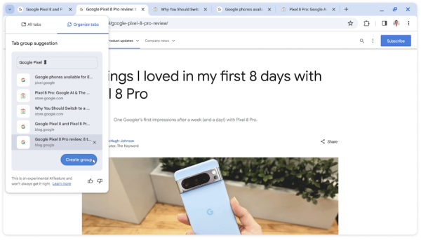 
            В Google Chrome появилась «умная» группировка вкладок и создание тем на основе ИИ
        