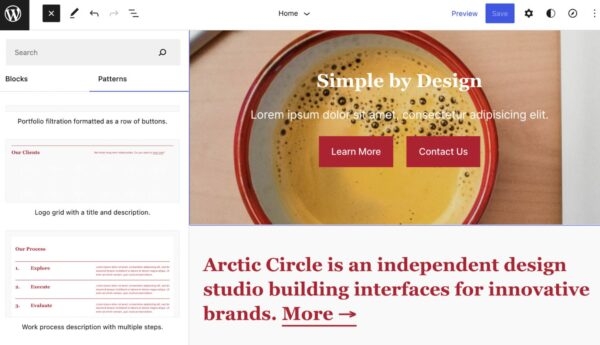 Poe: новая портфолио-тема для WordPress, включающая в себя 30 блочных паттернов и 10 стилевых вариаций